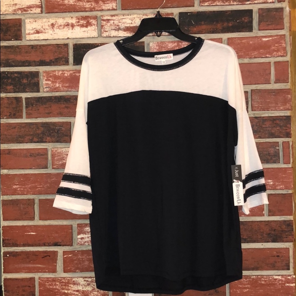 Between Us Black & White Jersey Top